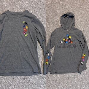2 Adidas Kids Gray Long Sleeve Shirts